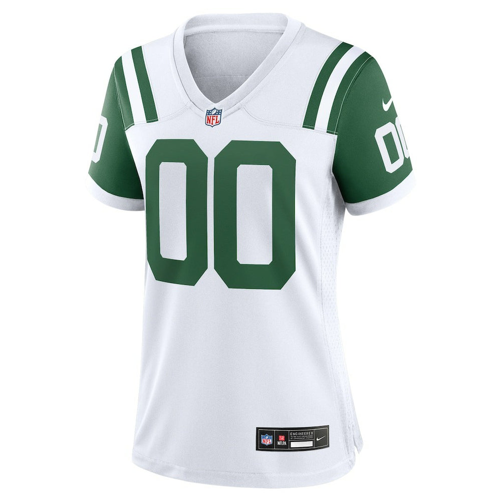New York Jets Women's Classic Alternate Custom Replica Jersey White - Nike