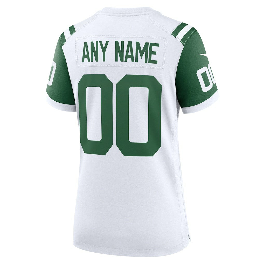 New York Jets Women's Classic Alternate Custom Replica Jersey White - Nike