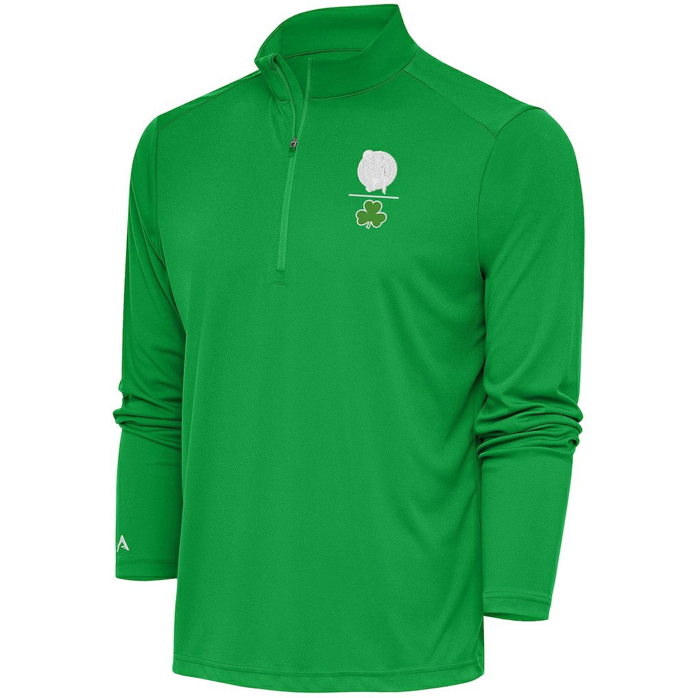 NBA - Boston Celtics Antigua Shamrock Tribute Quarter-Zip Pullover Top - Kelly Green