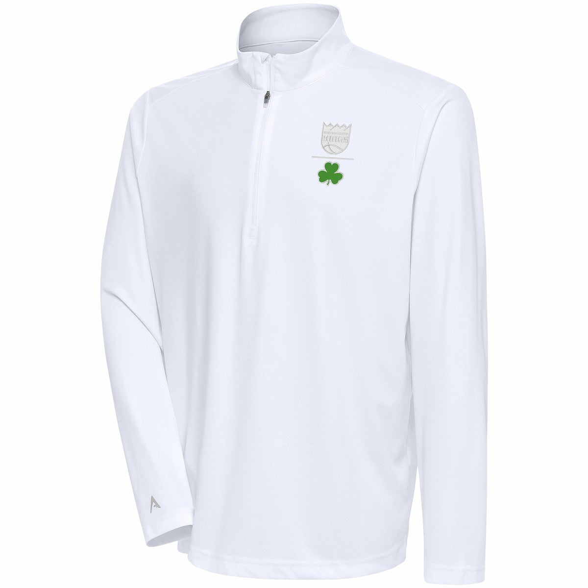 NBA - Sacramento Kings Antigua Shamrock Tribute Quarter-Zip Pullover Top - White