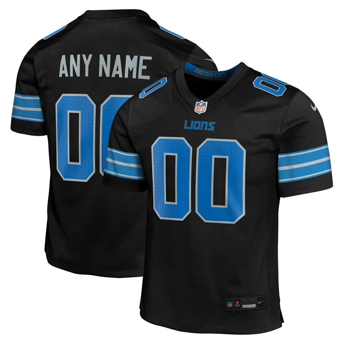 Detroit Lions Youth Alternate Custom Game Jersey Black - Nike