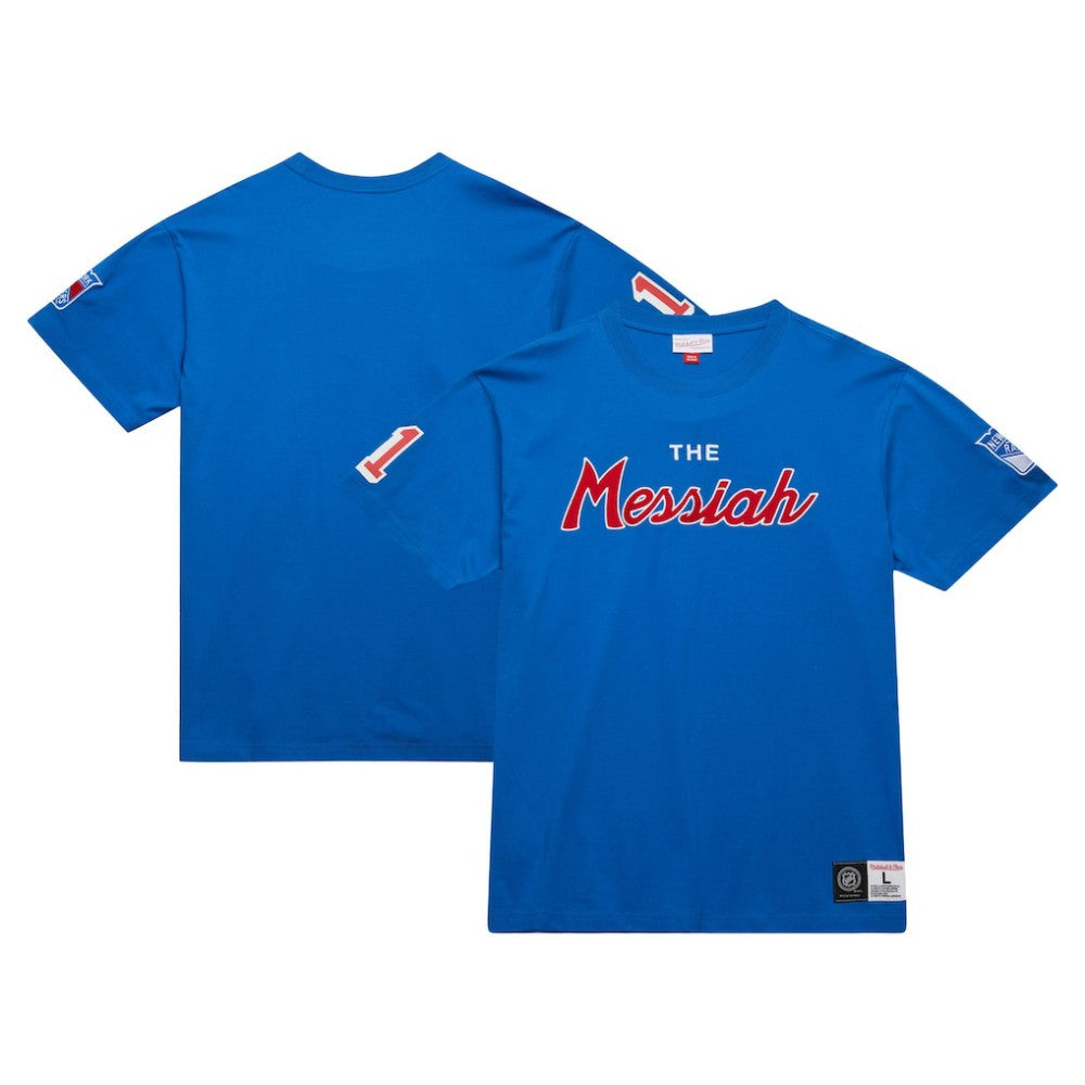 Mark Messier New York Rangers Mitchell & Ness Premium Nickname Vintage Logo T-Shirt Blue