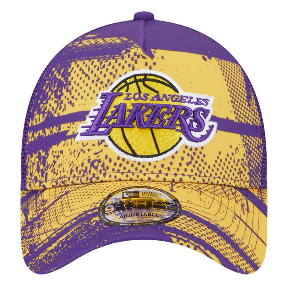 New Era - Los Angeles Lakers Tip Off A-Frame Trucker 9FORTY Adjustable Hat - Purple/Gold