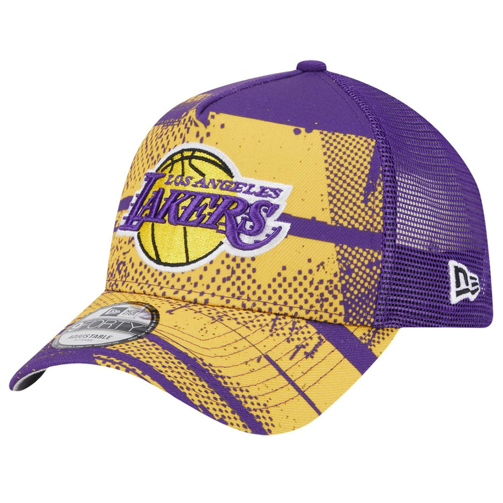 New Era - Los Angeles Lakers Tip Off A-Frame Trucker 9FORTY Adjustable Hat - Purple/Gold