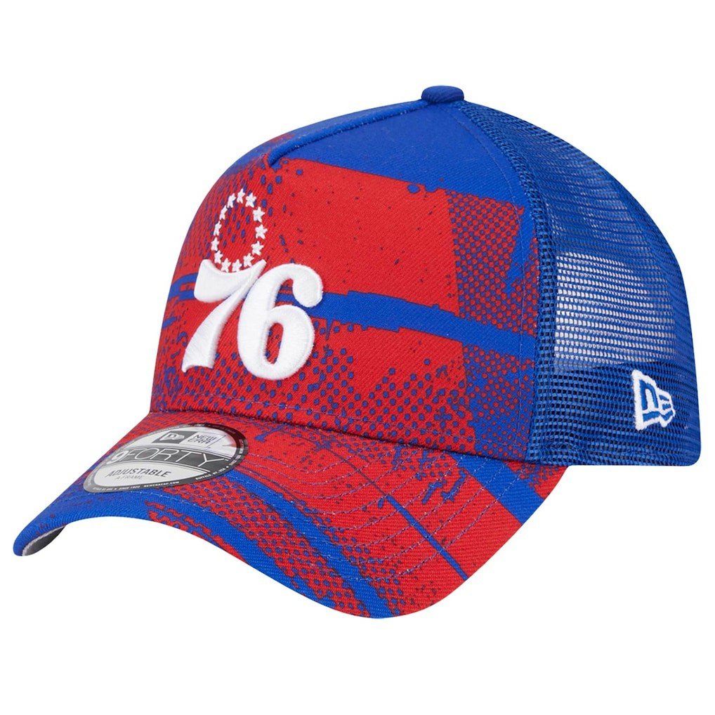 New Era - Philadelphia 76ers Tip Off A-Frame Trucker 9FORTY Adjustable Hat - Royal/Red