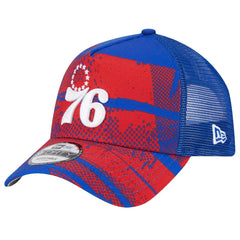 New Era - Philadelphia 76ers Tip Off A-Frame Trucker 9FORTY Adjustable Hat - Royal/Red