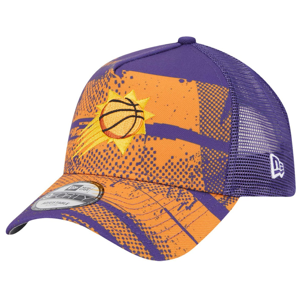 New Era - Phoenix Suns Tip Off A-Frame Trucker 9FORTY Adjustable Hat - Purple/Orange