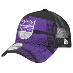 New Era - Sacramento Kings Tip Off A-Frame Trucker 9FORTY Adjustable Hat - Black/Purple