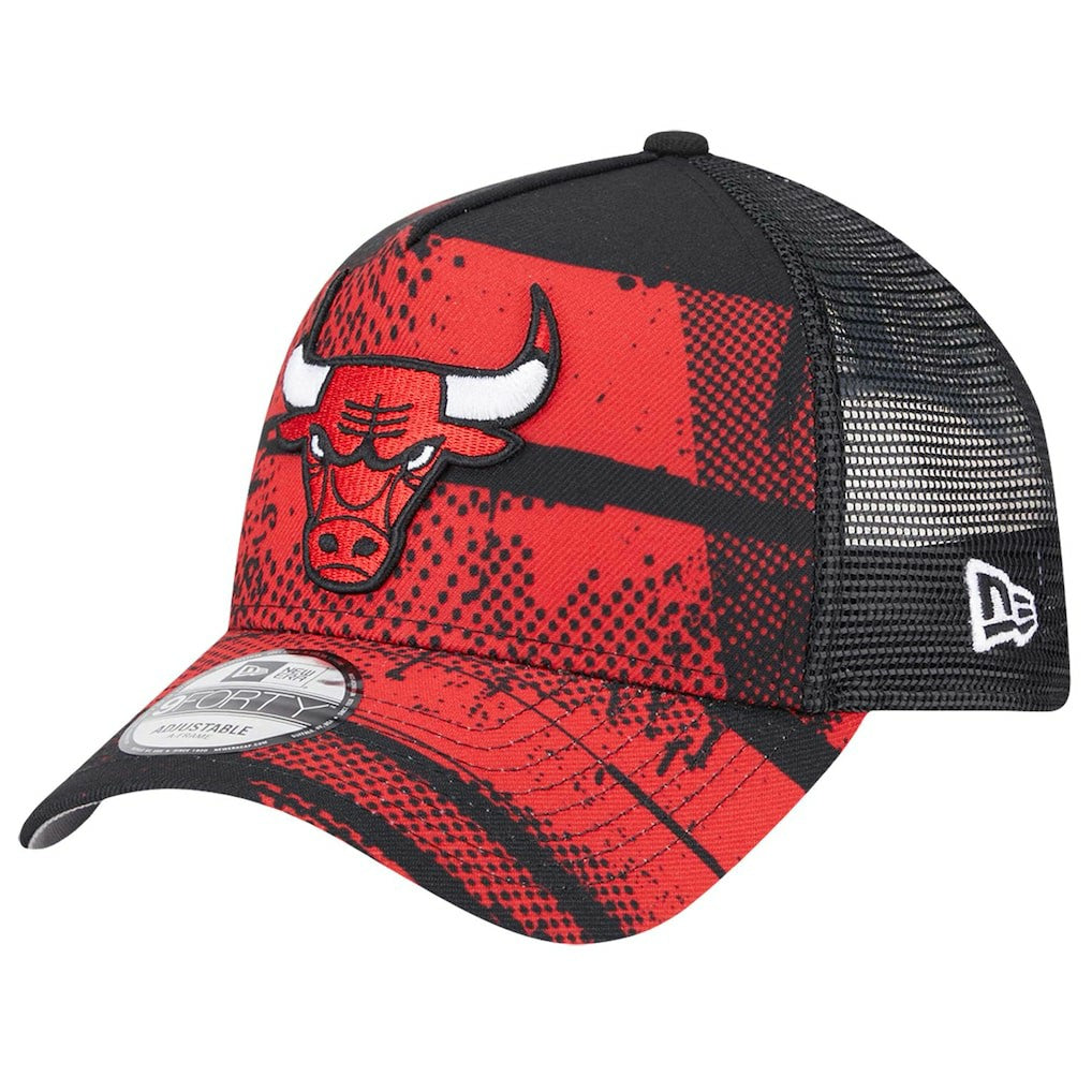 New Era - Chicago Bulls Tip Off A-Frame Trucker 9FORTY Adjustable Hat - Black/Red