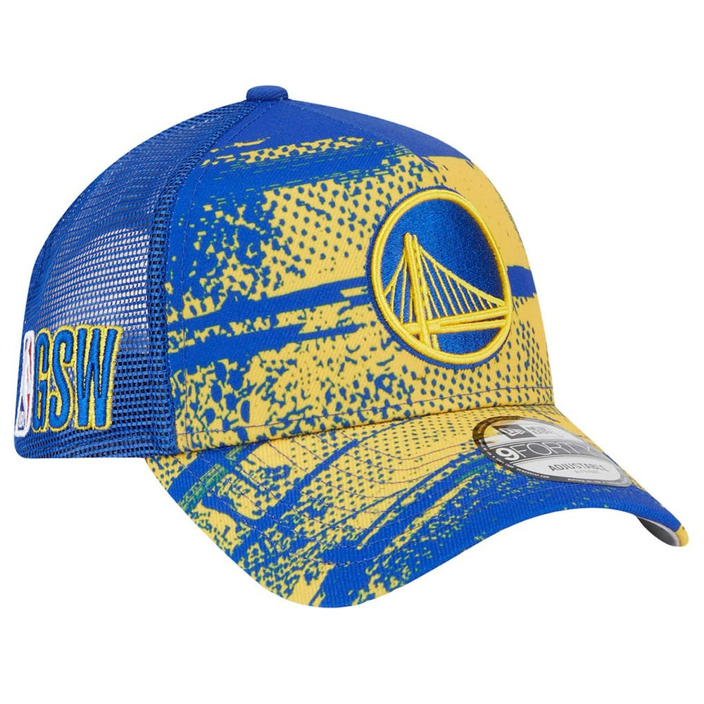 New Era - Golden State Warriors Tip Off A-Frame Trucker 9FORTY Adjustable Hat - Royal/Gold