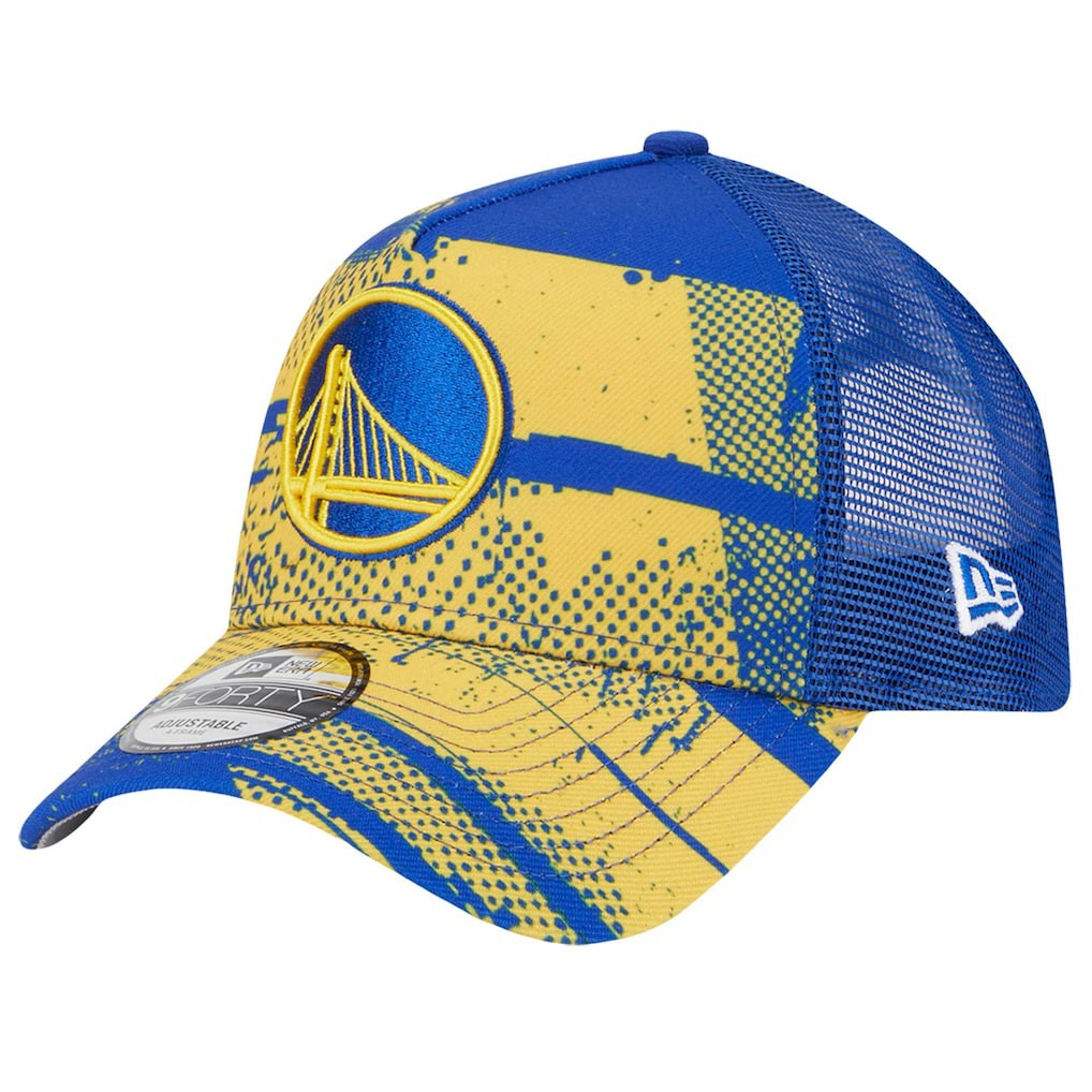 New Era - Golden State Warriors Tip Off A-Frame Trucker 9FORTY Adjustable Hat - Royal/Gold