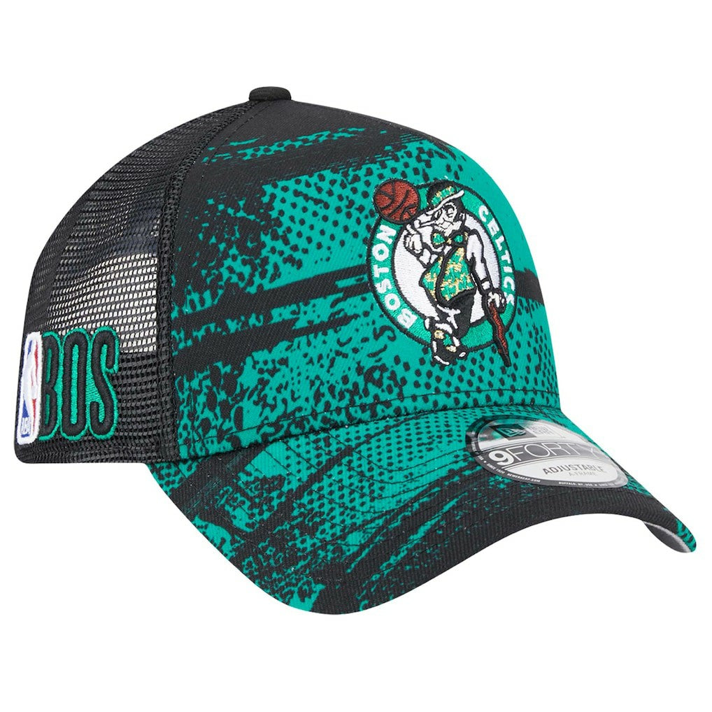 New Era - Boston Celtics Tip Off A-Frame Trucker 9FORTY Adjustable Hat - Black/Kelly Green
