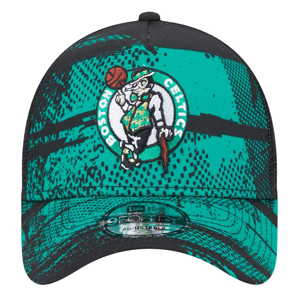 New Era - Boston Celtics Tip Off A-Frame Trucker 9FORTY Adjustable Hat - Black/Kelly Green