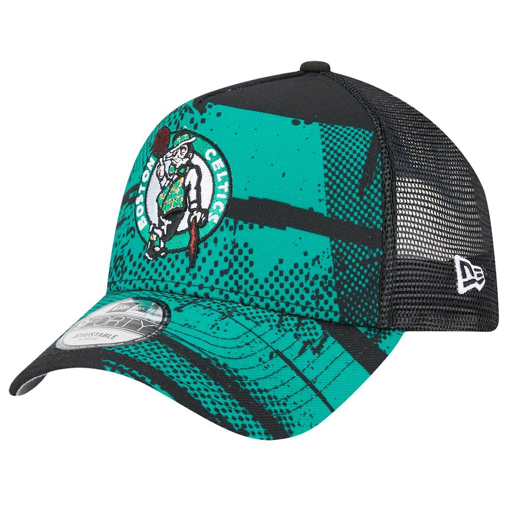 New Era - Boston Celtics Tip Off A-Frame Trucker 9FORTY Adjustable Hat - Black/Kelly Green
