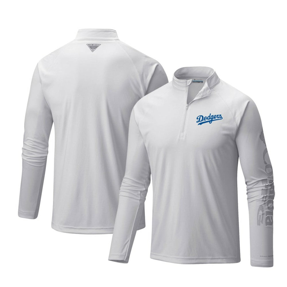 Los Angeles Dodgers Columbia Terminal Tackle Omni-Shade Raglan Quarter-Zip Pullover Top Clearance