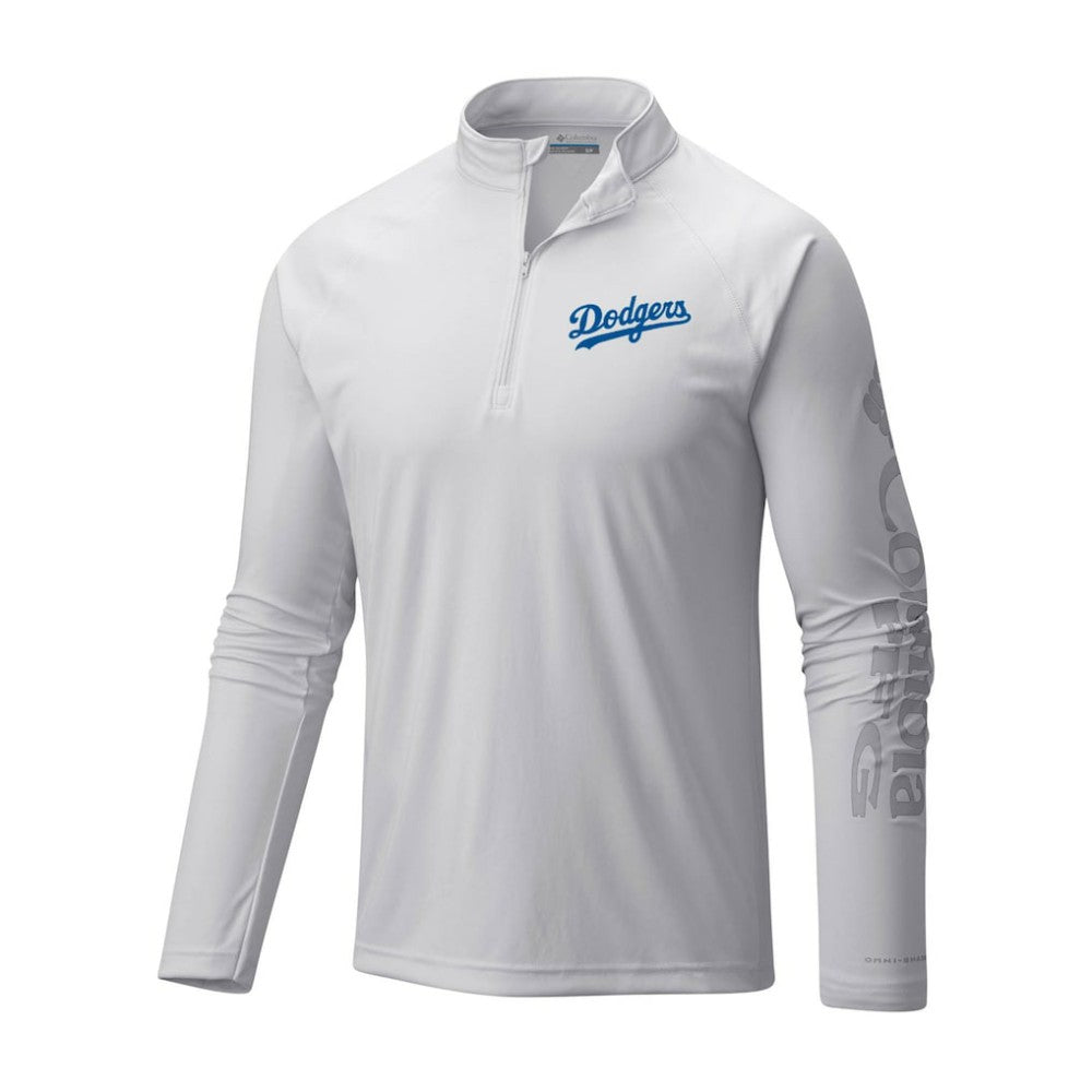 Los Angeles Dodgers Columbia Terminal Tackle Omni-Shade Raglan Quarter-Zip Pullover Top Clearance