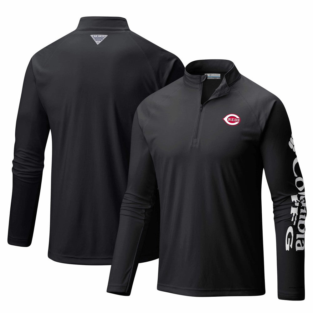 Cincinnati Reds Columbia Terminal Tackle Omni-Shade Raglan Quarter-Zip Pullover Top On Sale