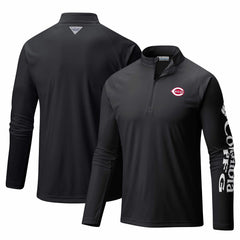 Cincinnati Reds Columbia Terminal Tackle Omni-Shade Raglan Quarter-Zip Pullover Top On Sale