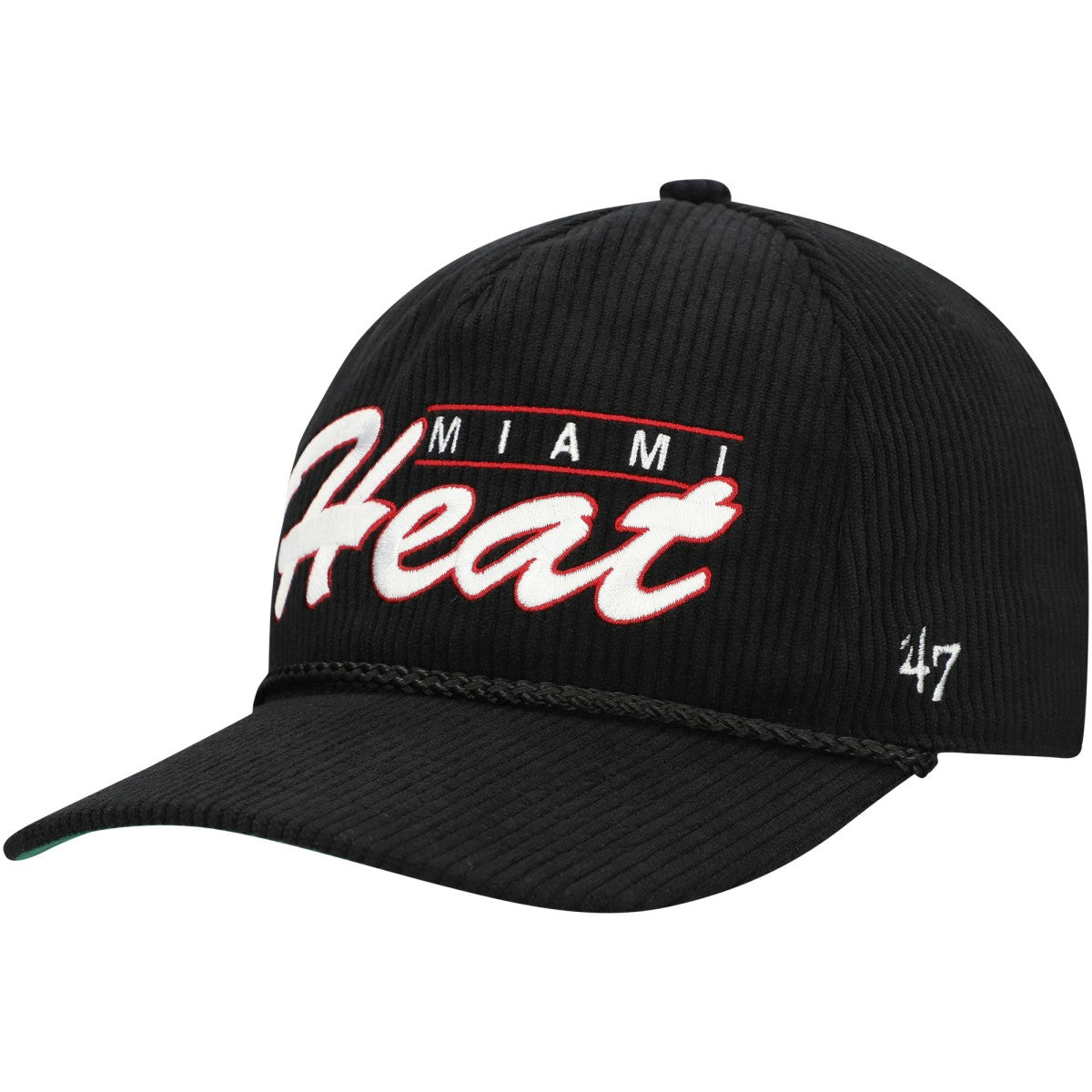 47 brand - Miami Heat '47 Double Header Sidepatch Cord Hitch Adjustable Hat - Black