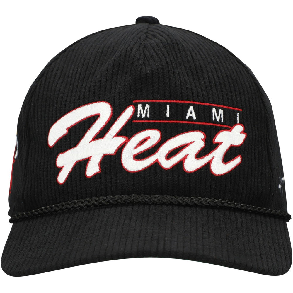 47 brand - Miami Heat '47 Double Header Sidepatch Cord Hitch Adjustable Hat - Black
