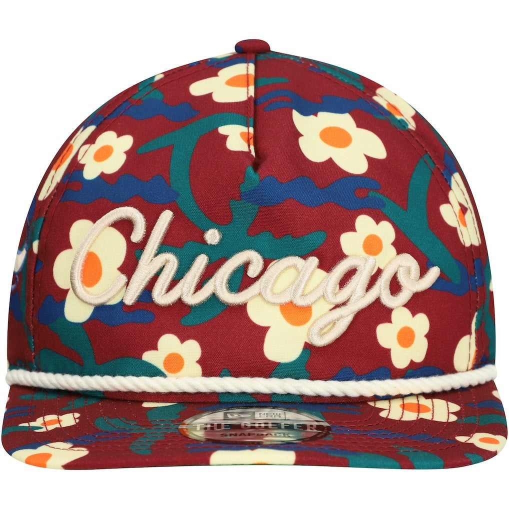 New Era - Chicago Bulls Vacation Floral Golfer Snapback Hat - Crimson