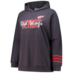 Detroit Red Wings - Fanatics Women's Plus Size Lightweight Fleece Raglan Pullover Hoodie Charcoal