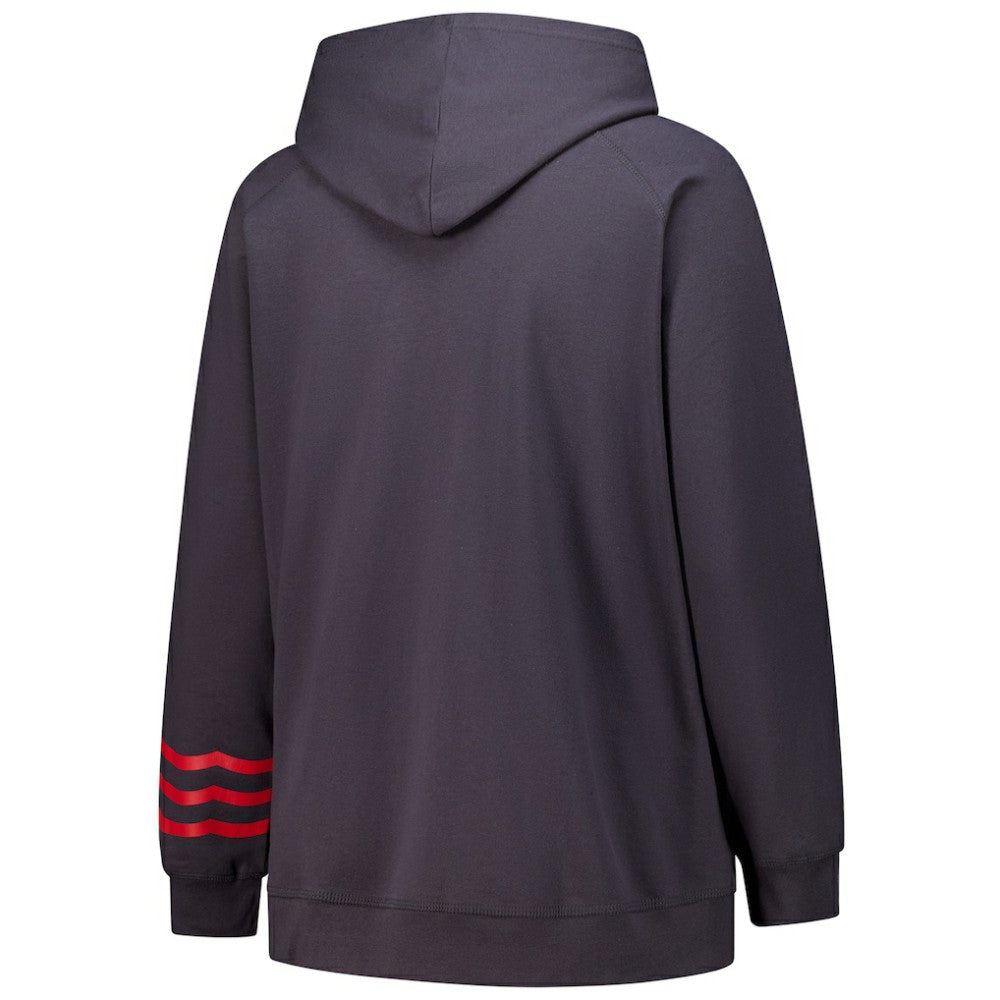 Detroit Red Wings - Fanatics Women's Plus Size Lightweight Fleece Raglan Pullover Hoodie Charcoal