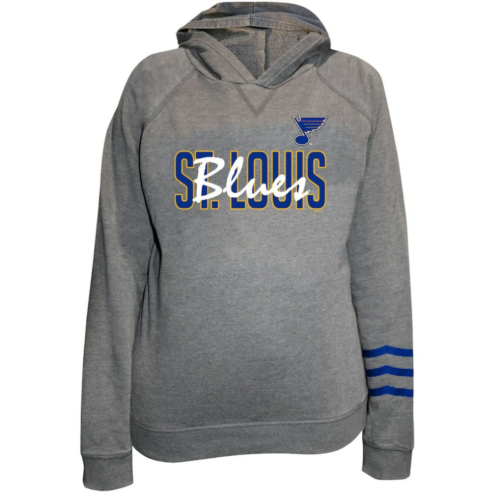 St. Louis Blues - Fanatics Women's Plus Size Lightweight Fleece Raglan Pullover Hoodie Heather Gray