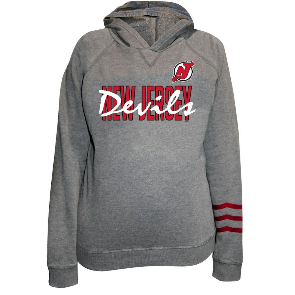 New Jersey Devils - Fanatics Women's Plus Size Lightweight Fleece Raglan Pullover Hoodie Heather Gray