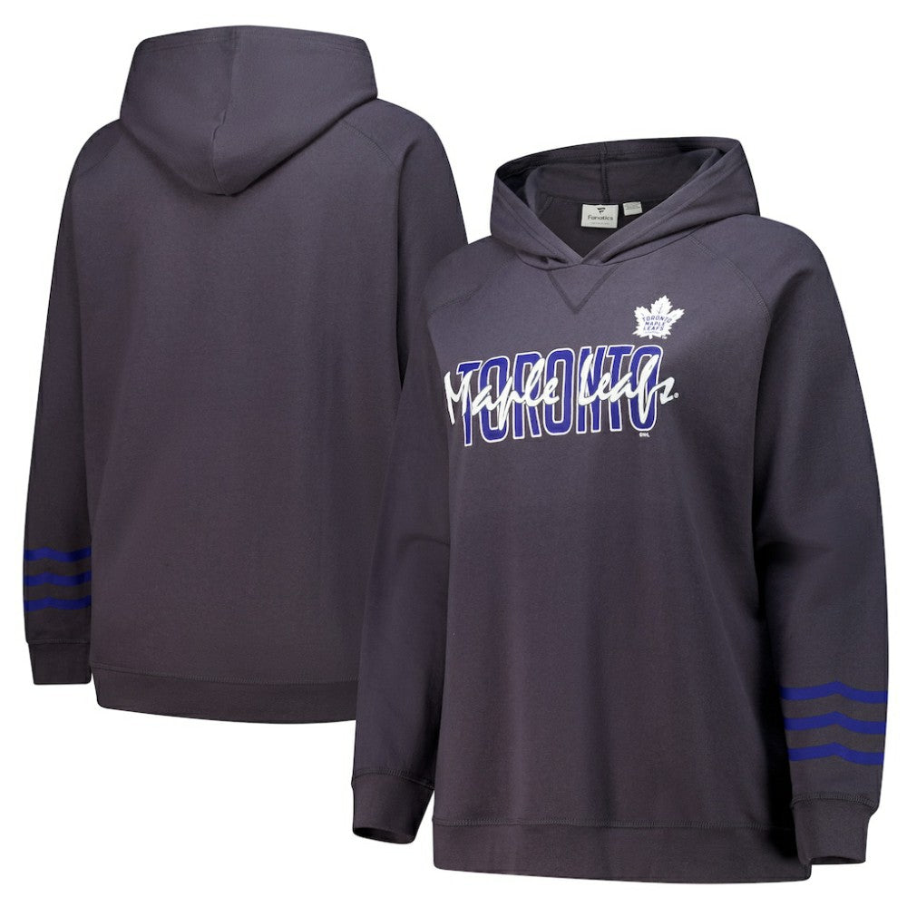 Toronto Maple Leafs - Fanatics Women's Plus Size Lightweight Fleece Raglan Pullover Hoodie Charcoal