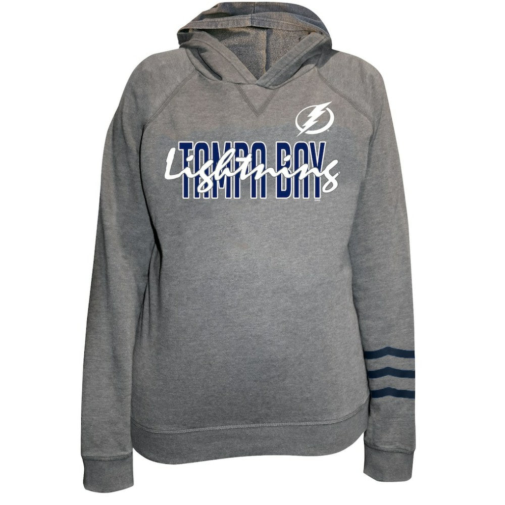 Tampa Bay Lightning - Fanatics Women's Plus Size Lightweight Fleece Raglan Pullover Hoodie Heather Gray