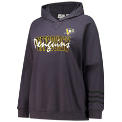 Pittsburgh Penguins Fanatics Women's Plus Size Lightweight Fleece Raglan Pullover Hoodie Charcoal