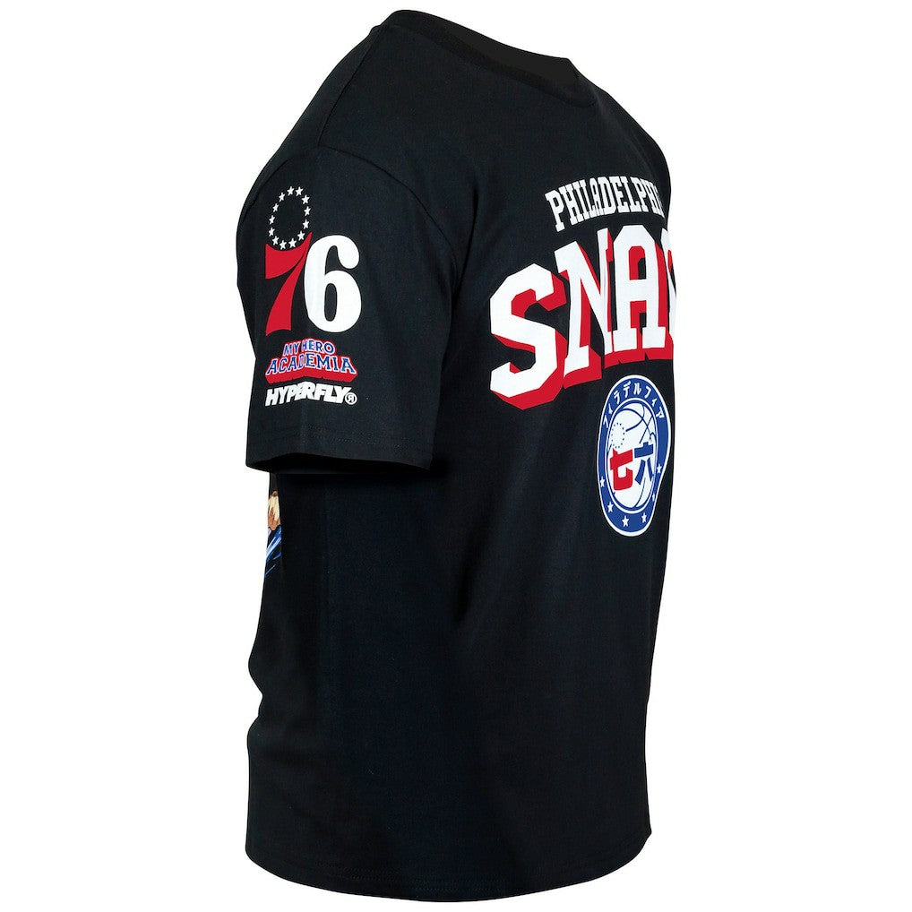 NBA - Philadelphia 76ers Hyperfly Unisex NBA x My Hero Academia All Might Smash T-Shirt - Black