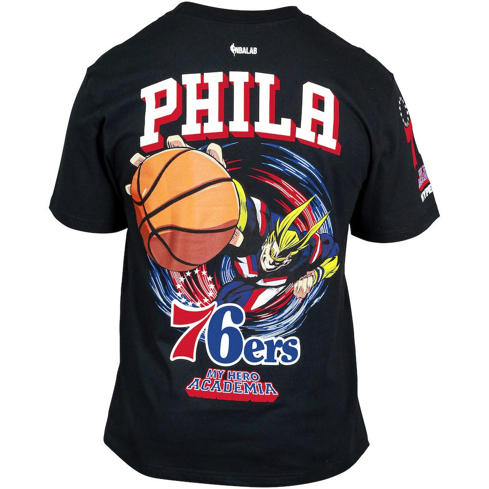 NBA - Philadelphia 76ers Hyperfly Unisex NBA x My Hero Academia All Might Smash T-Shirt - Black