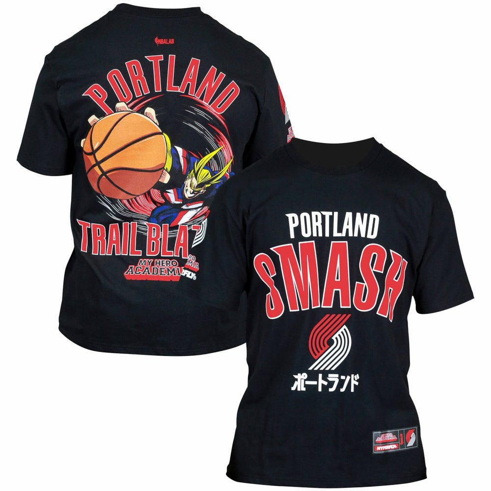 NBA - Portland Trail Blazers Hyperfly Unisex NBA x My Hero Academia All Might Smash T-Shirt - Black