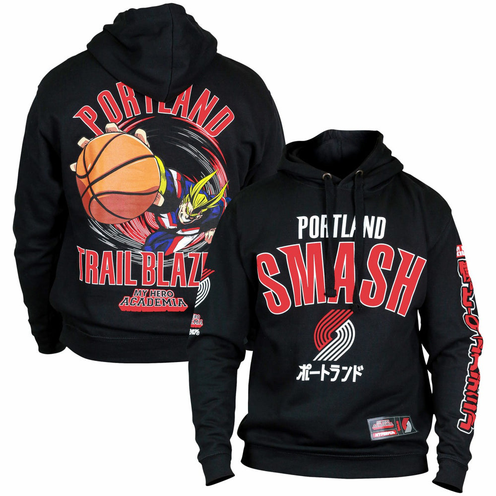 NBA - Portland Trail Blazers Hyperfly Unisex NBA x My Hero Academia All Might Smash Pullover Hoodie - Black