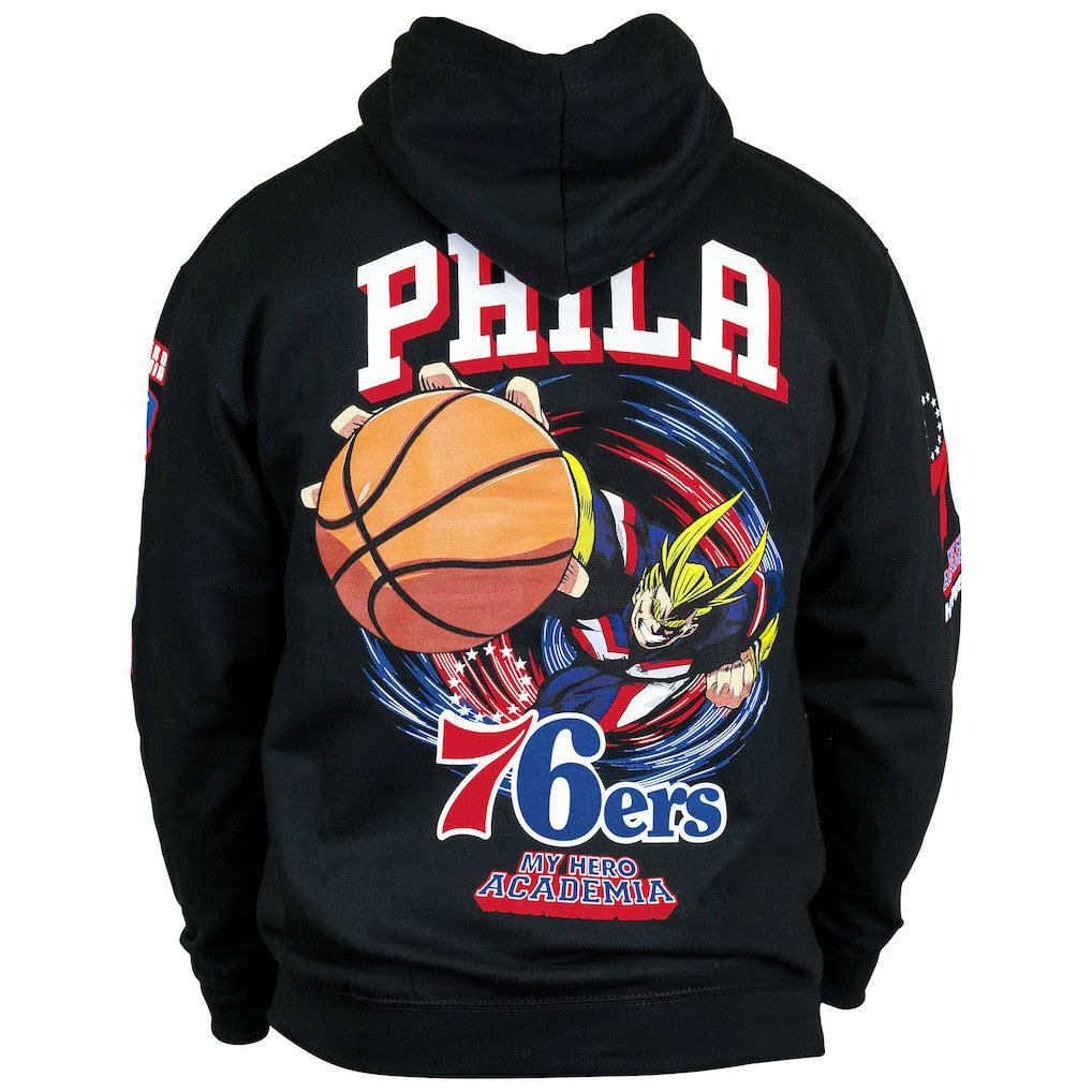 NBA - Philadelphia 76ers Hyperfly Unisex NBA x My Hero Academia All Might Smash Pullover Hoodie - Black