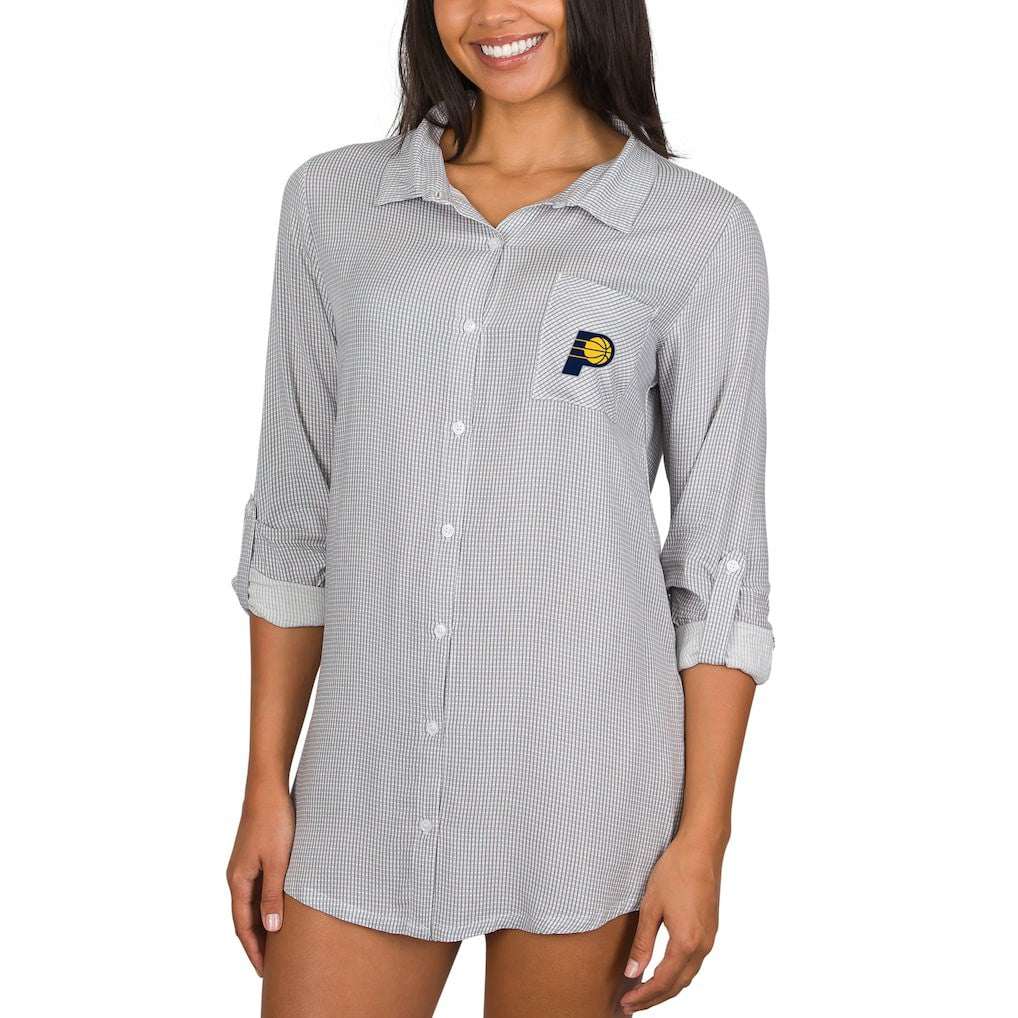 NBA - Indiana Pacers Concepts Sport Women's Melody Woven Long Sleeve Nightshirt - Gray