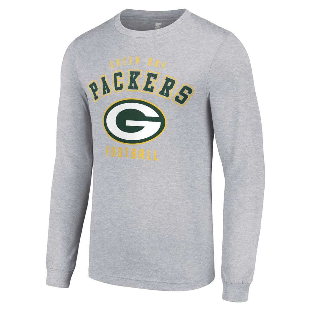 Green Bay Packers Starter Long Sleeve T-Shirt Heather Gray - NFL