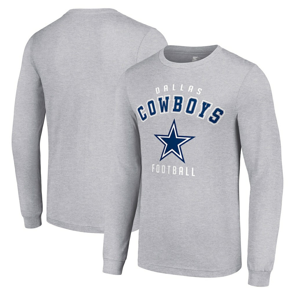Dallas Cowboys Starter Long Sleeve T-Shirt Heather Gray - NFL