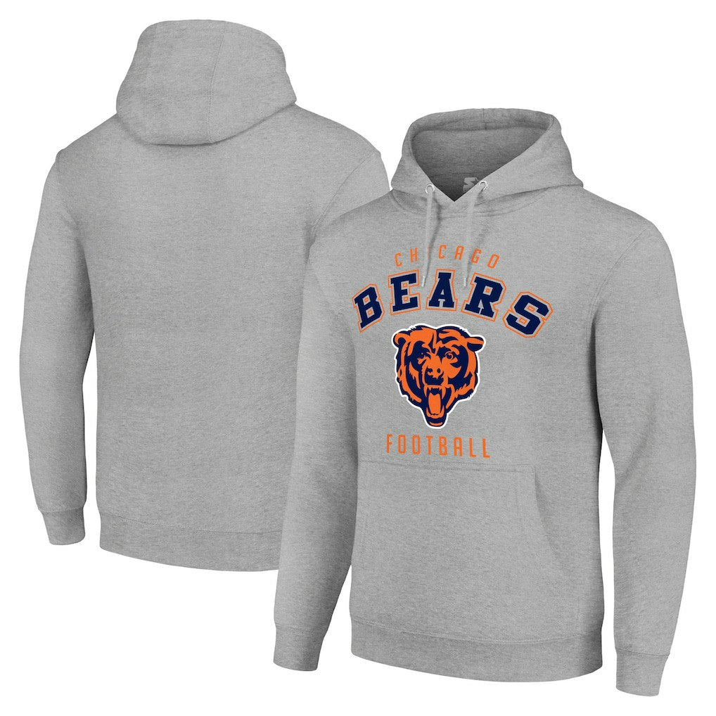 Chicago Bears Starter Unisex Logo Pullover Hoodie Heather Gray - NFL
