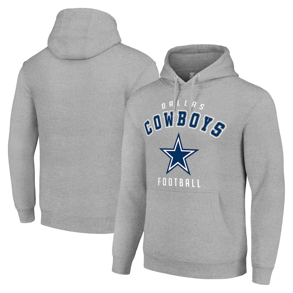 Dallas Cowboys Starter Unisex Logo Pullover Hoodie Heather Gray - NFL
