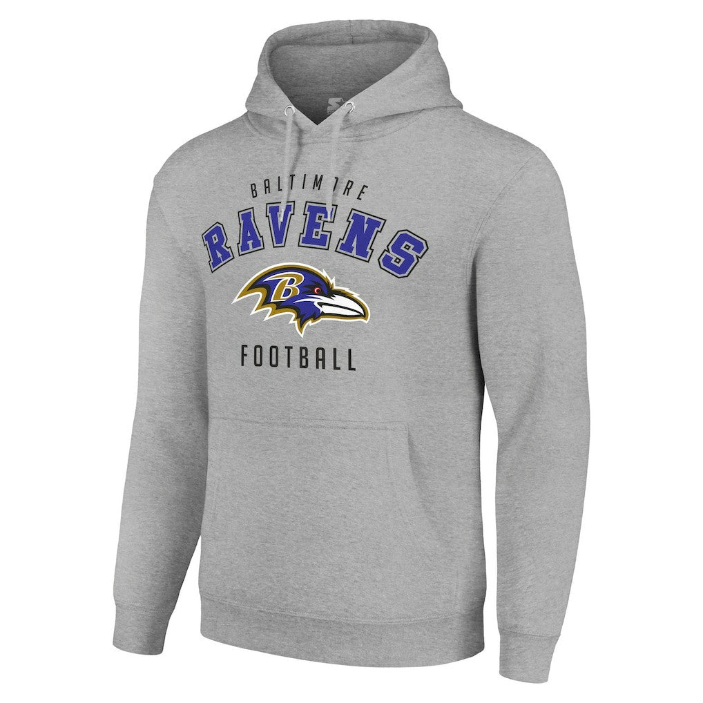 Baltimore Ravens Starter Unisex Logo Pullover Hoodie Heather Gray - NFL