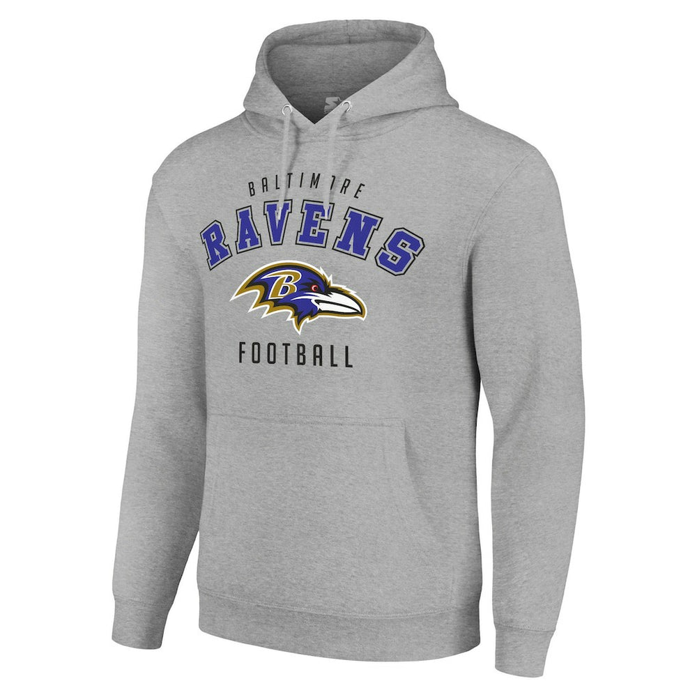 Baltimore Ravens Starter Unisex Logo Pullover Hoodie Heather Gray - NFL