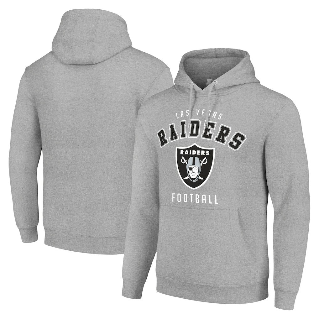 Las Vegas Raiders Starter Unisex Logo Pullover Hoodie Heather Gray - NFL