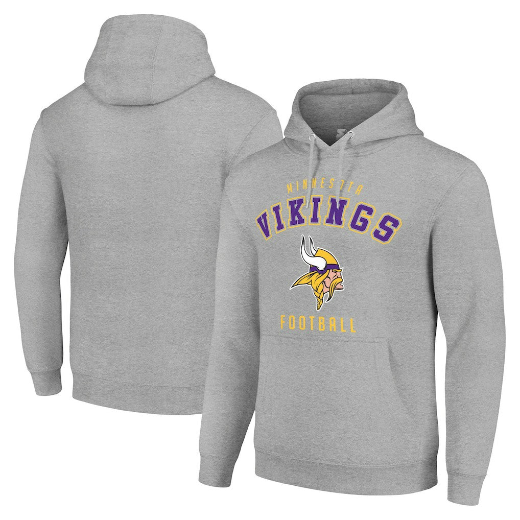 Minnesota Vikings Starter Unisex Logo Pullover Hoodie Heather Gray - NFL