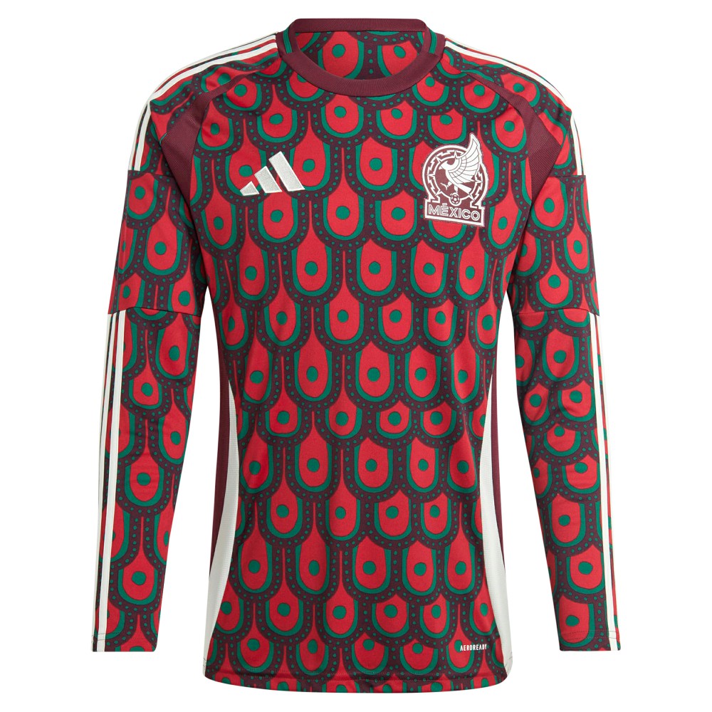 Adidas Mexico National Team 2024 Home Replica Long Sleeve Jerseys - Burgundy