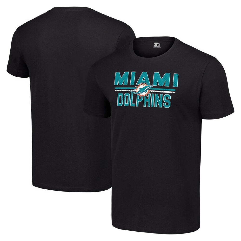 Miami Dolphins Starter Team Mesh Print Graphic T-Shirt Black - NFL