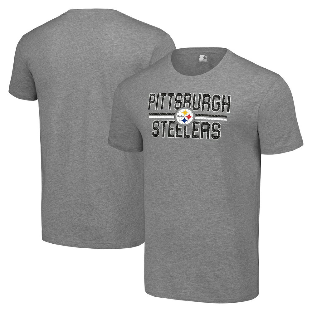 Pittsburgh Steelers Starter Team Mesh Print Graphic T-Shirt Heather Gray - NFL
