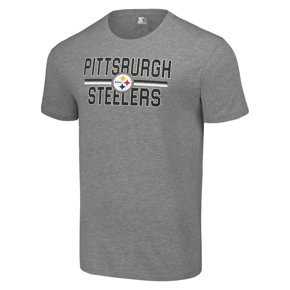 Pittsburgh Steelers Starter Team Mesh Print Graphic T-Shirt Heather Gray - NFL